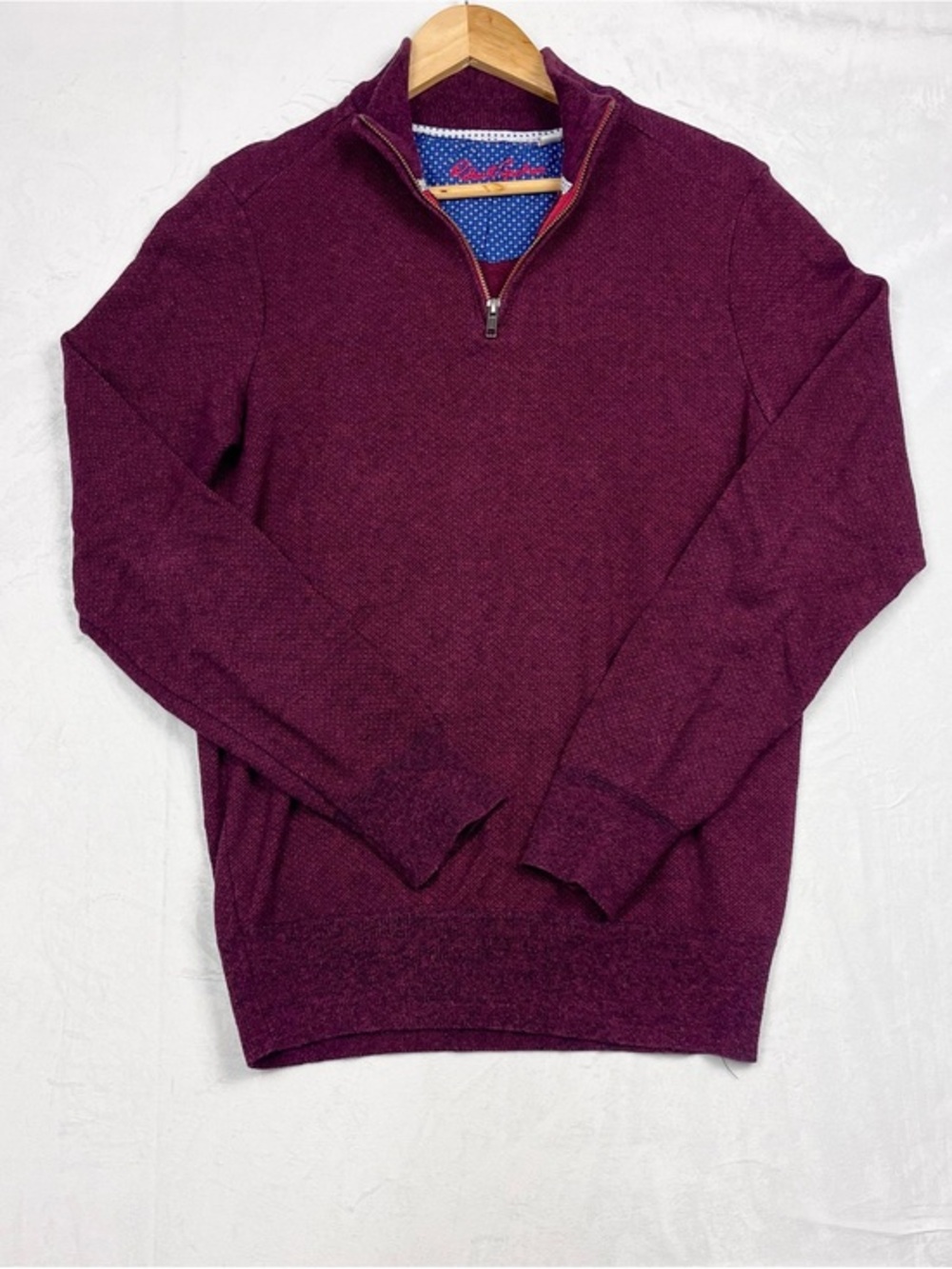 Robert Graham Burgundy Cotton Blend Quarter Zip Knit Pullover Sweater Size Med